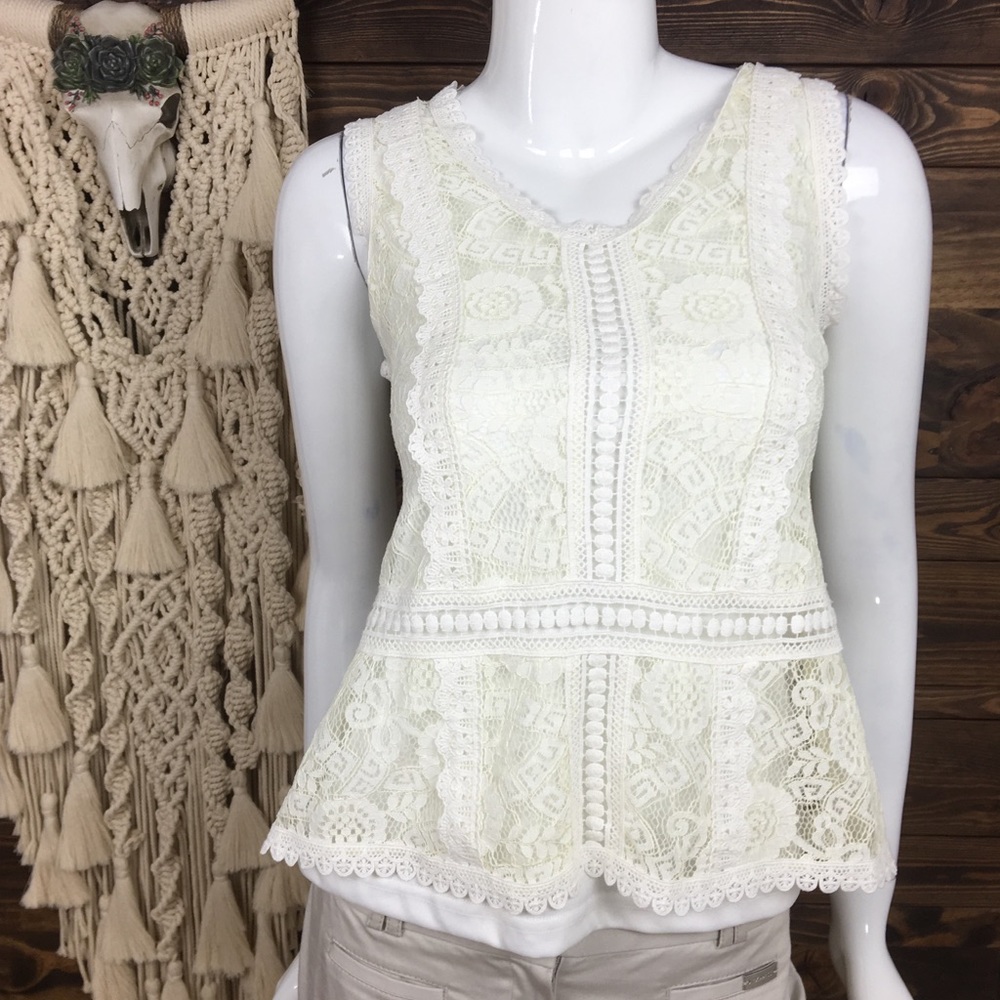 Hazel | Crochet Lace Mesh‎ Sleeveless Blouse Top